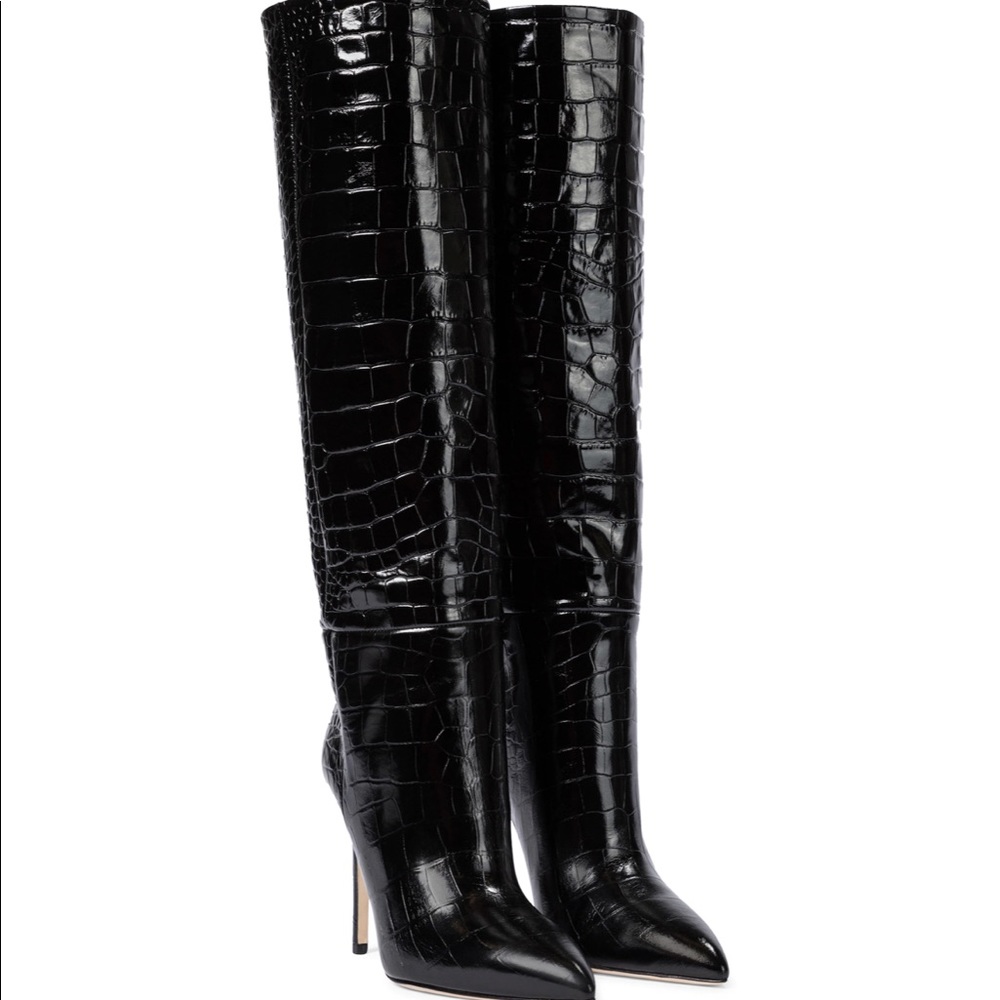 Paris Texas Knee High Croc Boots Size 38 (US 8) Black